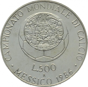 Italien 500 Lire 1986 - Fussball Weltmeisterschaft